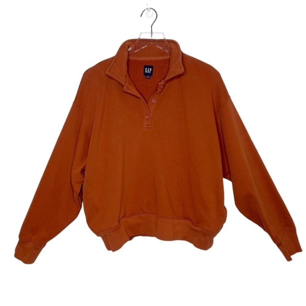 GAP Vintage Soft Fleece Collared/ Polo Sweatshirt size Large, Pockets, EUC